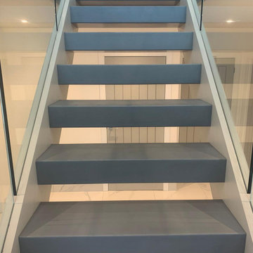 New Grey & White Staircase | Frameless Glass & Box Treads | Essex