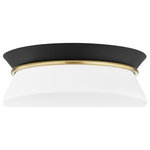 Mitzi by Hudson Valley Lighting - Cath 1-Light Flush Mount, Aged Brass/Black, Opal Etched Glass - Cath is a sleek and sophisticated flush mount that  adds visual interest to any space she cozies up in.