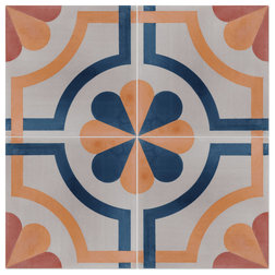 Contemporary Wall And Floor Tile Sicily Cement Tiles, Set of 12, 8"x8"