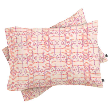Deny Designs Zoe Wodarz Geo Stitch Plaid Pillow Shams, Queen