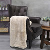 Double Sided Over-Sized Faux Fur Throw Blanket, Oatmeal, 50''x70''