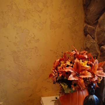 Olde English Aged Plaster Finish throughout an entire Lower Level in Virginia