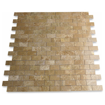 Emperador Light Brown Marble 2x4 Brick Subway Mosaic Tile Polished, 1 sheet