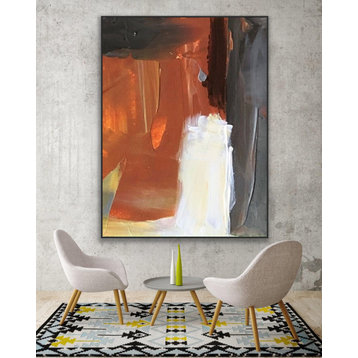 60x48 IN Adventure Original Brown orange Abstract Art Contemporary MADE TO ORDER