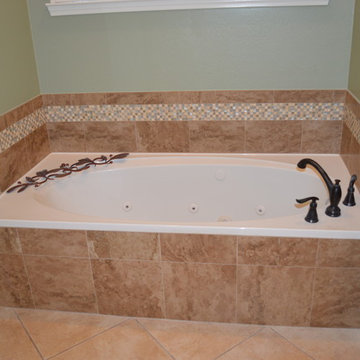 Pecan Grove Guest Bath, Master Bath and no more box light in kitchen!