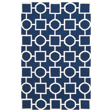 Safavieh Dhurries Collection DHU639 Rug, Navy/Ivory, 9'x12'