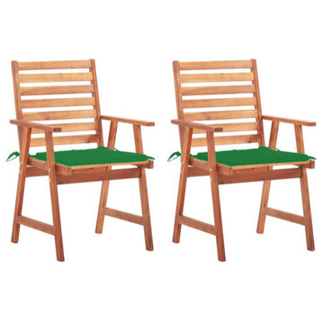 vidaXL Patio Dining Chairs 2 Pcs Outdoor Chair with Cushions Solid Wood Acacia