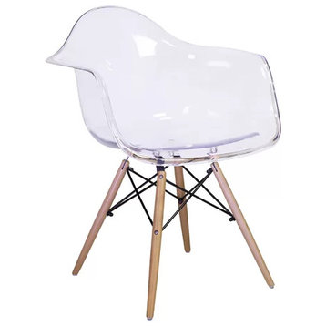 Acrylic Bucket Chair With Wood Legs