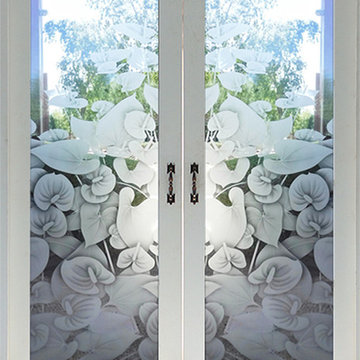 Anthurium-2D Frosted Glass Front Doors - Asian