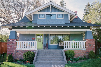 Inspiration for a craftsman blue exterior home remodel in Other