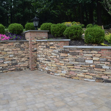 Parking pad Reno, brick retaining wall, stone retaining wall