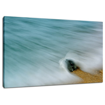 Whelk Seashell and Misty Wave Nautical Canvas Wall Art Print, 24" X 36"