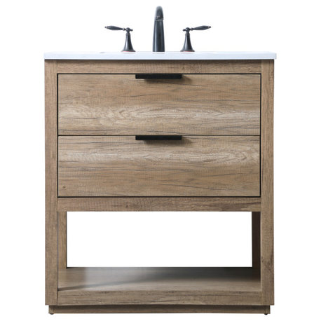 Louie 30" SIngle Bathroom Vanity, Natural Oak