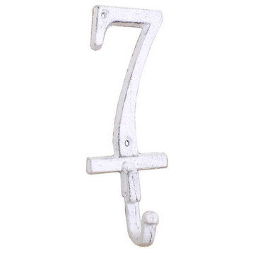 Whitewashed Cast Iron Number 7 Wall Hook 6''