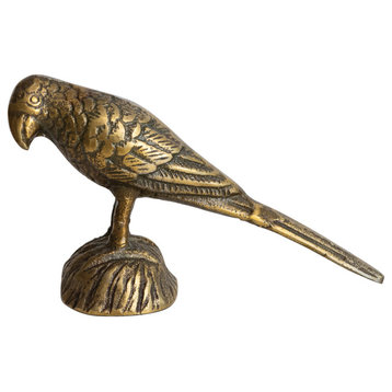 Decorative Embossed Aluminum Bird, Antique Gold Finish