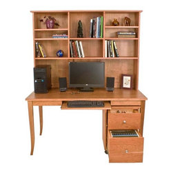 Solid Wood Flare Leg Writing Desk with Hutch - Desks And Hutches