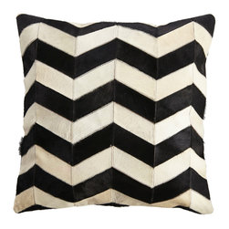 Chevron Cowhide Pillow Cover, Black - Pillowcases And Shams