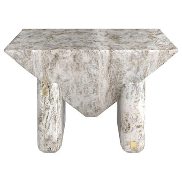 Marble Geometrical Coffee Table, Versmissen Prism, White