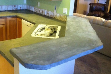 Concrete countertop overlay. Applied over old Formica