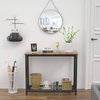Small Console Table/Sofa Table with Mesh Shelves, 32 Inch, Rustic Brown