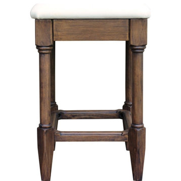 Counter Stool TRADE WINDS EASTON Backless Chestnut Alabaster White