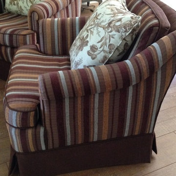 Kravet Railroad Fabric Club Chairs