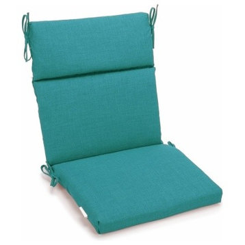 18"x38" Spun Polyester Outdoor Squared Seat/Back Chair Cushion, Aqua Blue