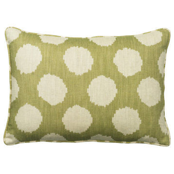 Spotted Cotton Rectangular Cushion, Andrew Martin Beehive, Green