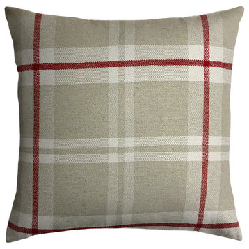 The Pillow Collection Beige Plaid Throw Pillow, 20"
