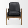 Westan Black Genuine Leather w/ Medium Brown Solid Wood Frame Accent Chair