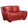 Global Furniture USA 8080-Red Bonded Leather Loveseat in Red and White