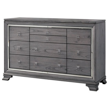 Bowery Hill 8-Drawer Contemporary Wood Dresser in Light Gray