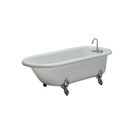 Monarch White Clawfoot Tub With Bronze Feet, Drilled Rim Faucets