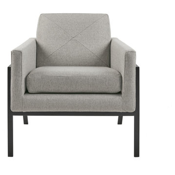 Madison Park Modern Minimalist Lounge Chair with Metal Legs, Grey