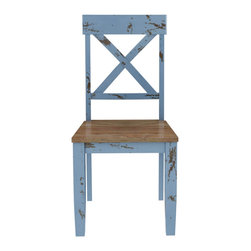Sierra Living Concepts - Nauvoo Blue Two Tone Mahogany Wood Dining Chair - Dining Chairs