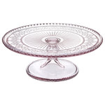 Godinger - Claro Footed Cake Plate, Pink - Whether you are serving guests or simply enjoying your favorite beverage. Featuring emblazoned with a vintage-inspired embossed texture. This traditionally styled glassware is a must-have addition to your kitchen or dining table.