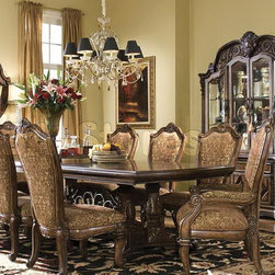 "Michael Amini" Vintage Fruitwood Dining Room Set, Windsor Court Collection - Furniture