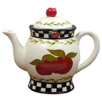 Ceramic Apple Painted Elegant Teapot