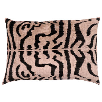 Canvello Handmade Tiger Print Throw Pillow Down Filled, 16x24 in