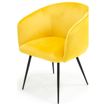 Modrest Porlock Yellow Velvet Dining Chair