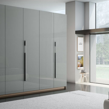Bespoke Fitted Hinged Wardrobe With High Gloss Dust Grey by Inspired Elements
