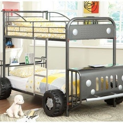 EXPLORER KIDS JEEP DESIGN GUN METAL TWIN TWIN BUNK BED - Kids Beds