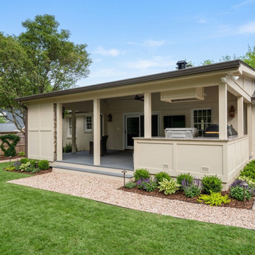 Covered Porch with Gas fireplace in Beverly Woods