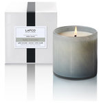 LAFCO - Spike Lavender Media Room Candle - Created with natural essential oil-based fragrances, this candle is richly optimized for a 90-hour burn time. The clean-burning soy and paraffin blend is formulated so that the fragrance evenly fills the room. Each hand blown vessel is artisanally crafted and can be re-purposed to live on long after the candle is finished.