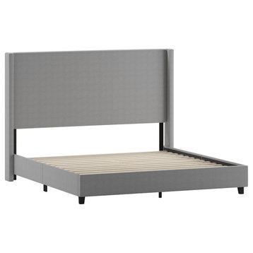 Flash Furniture Quinn King Size Platform Bed/Headboard, Gray, YK-1077-GY-K-GG