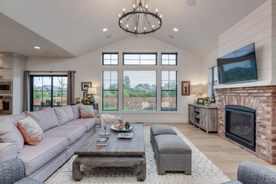 Inspiration for a farmhouse living room remodel in Other