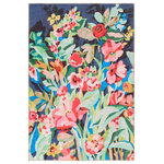 Jaipur Living - Vibe by Jaipur Living Lavatera Outdoor Floral Multicolor/Pink Area Rug 4'2"X6' - The Ibis collection brings bold color and the perfect punch of pattern to both indoor and outdoor spaces. These fun, statement-making designs are printed on polyester for a durable, long-lasting quality. The Lavatera rug features a lively floral motif in vibrant colors of pink, green, yellow, gold, navy, mint, peach, and black. The 100% polyester make thrives in low and high traffic areas of the home.