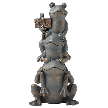 28.25"H Bronze MGO Stacked Frog Statue