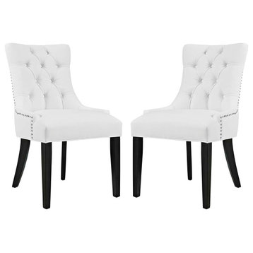 Regent Parsons Dining Side Chairs Faux Leather Set of 2, White