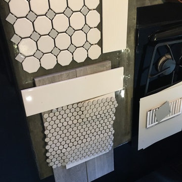 AFTER - Initial tile ideas, super fun hexagons and penny tiles